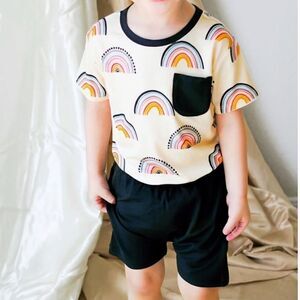 Birdie Bean Theo Tee-Shirt Set‎ Blk shorts Multi Tee SZ 6T NWT IN PACKAGING